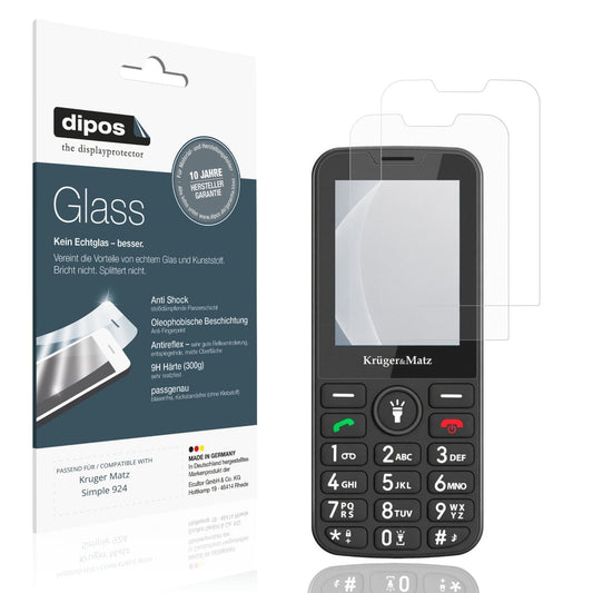 2x Screen Protector for Kruger Matz Simple 924 matte Flexible Glass 9H dipos