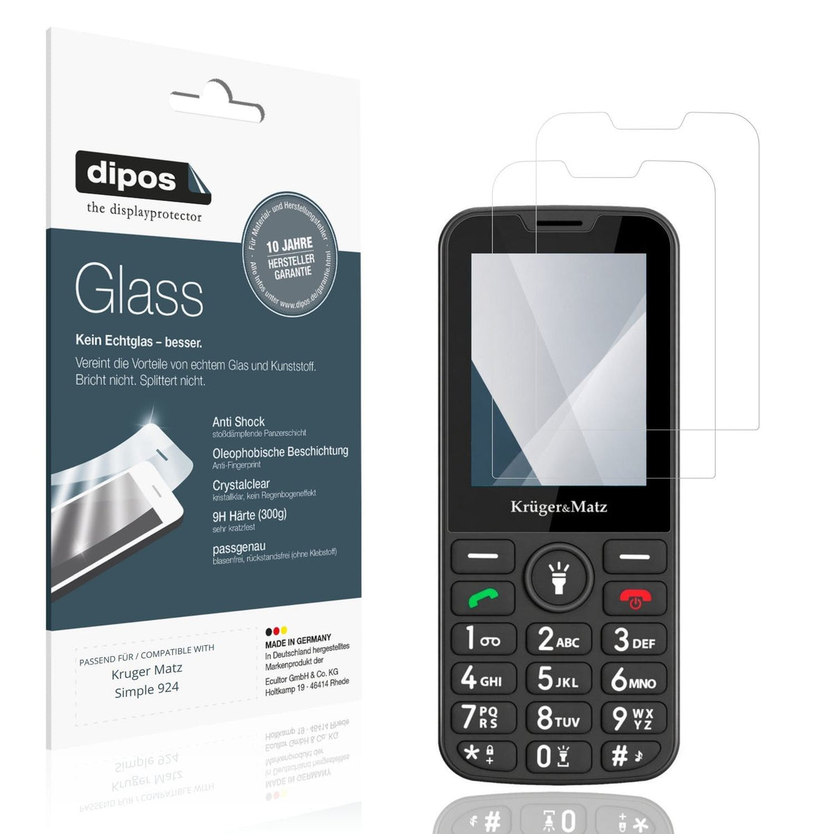 2x Screen Protector for Kruger Matz Simple 924 Flexible Glass 9H dipos