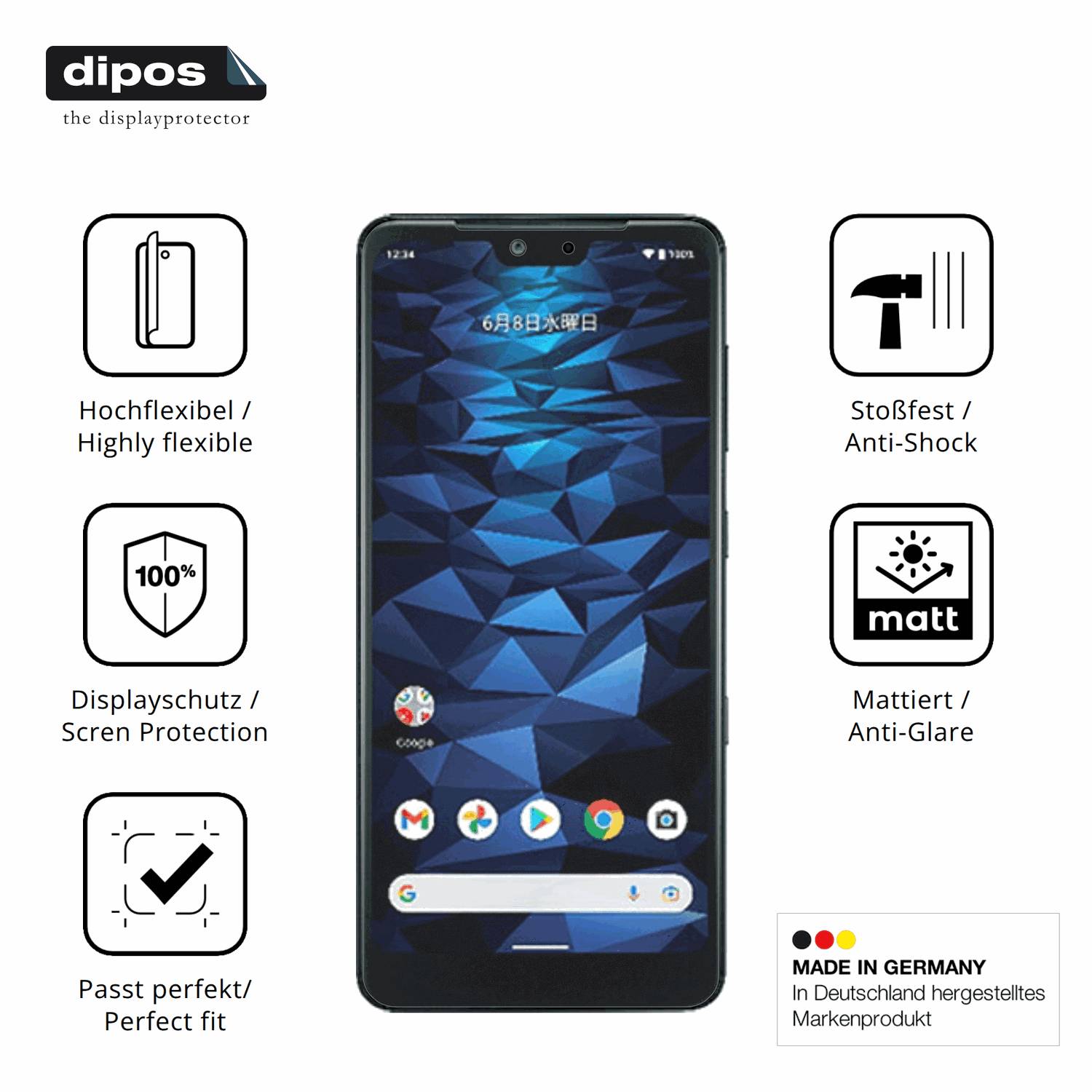 Displayschutz hergestellt in Deutschland, höchste Qualität made in Germany