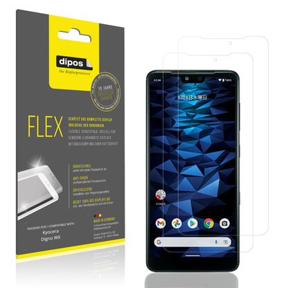 Klare Displayschutzfolie von dipos passend für Kyocera Digno WX, 100% Displayabdeckung und blasenfreie Montage