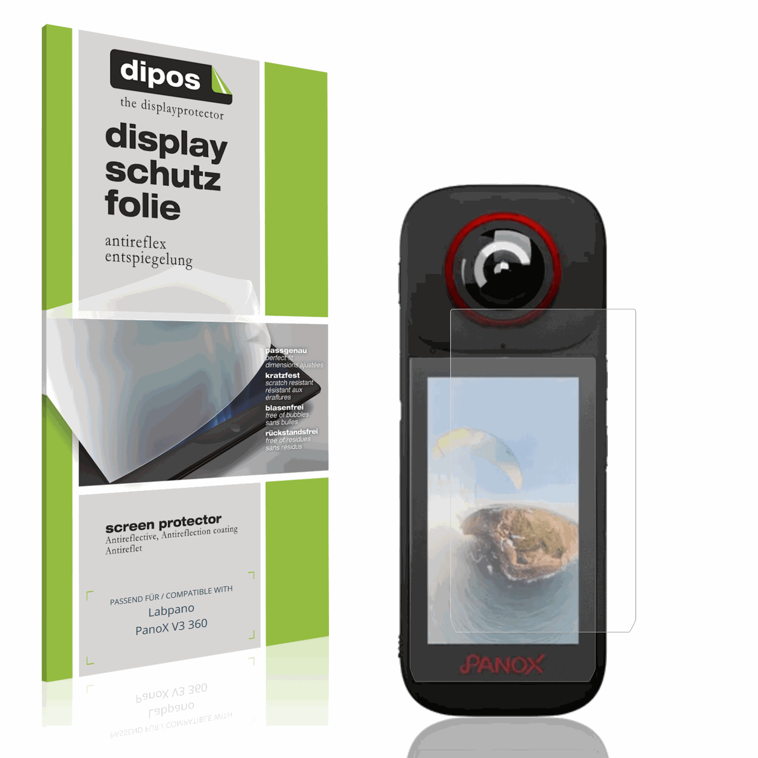 Matte Displayschutzfolie von dipos passend für Labpano PanoX V3 360, präziser Zuschnitt und blasenfrei montiert