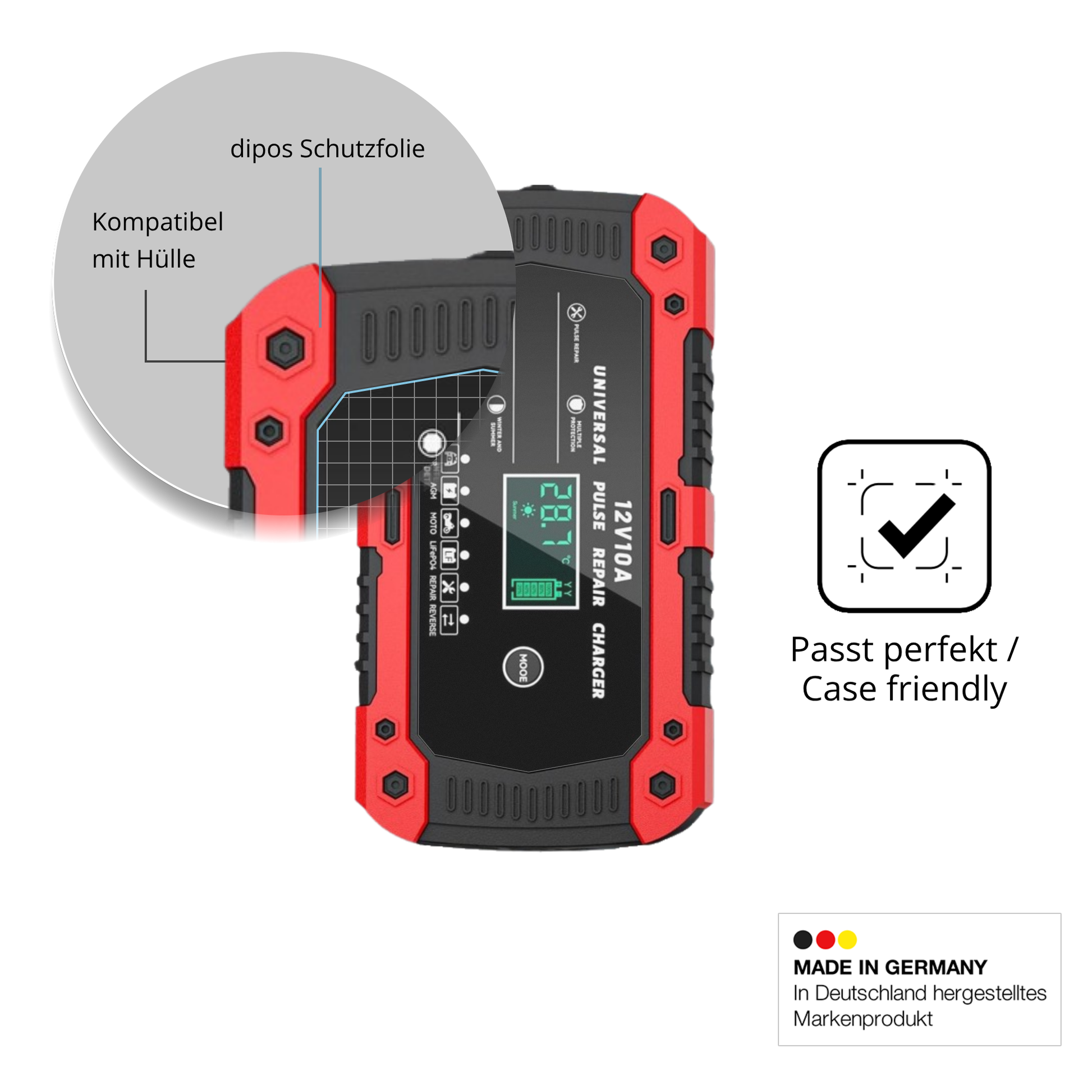 Schutzfolie mit optimaler Passform, zur Verwendung mit Hüllen geeignet