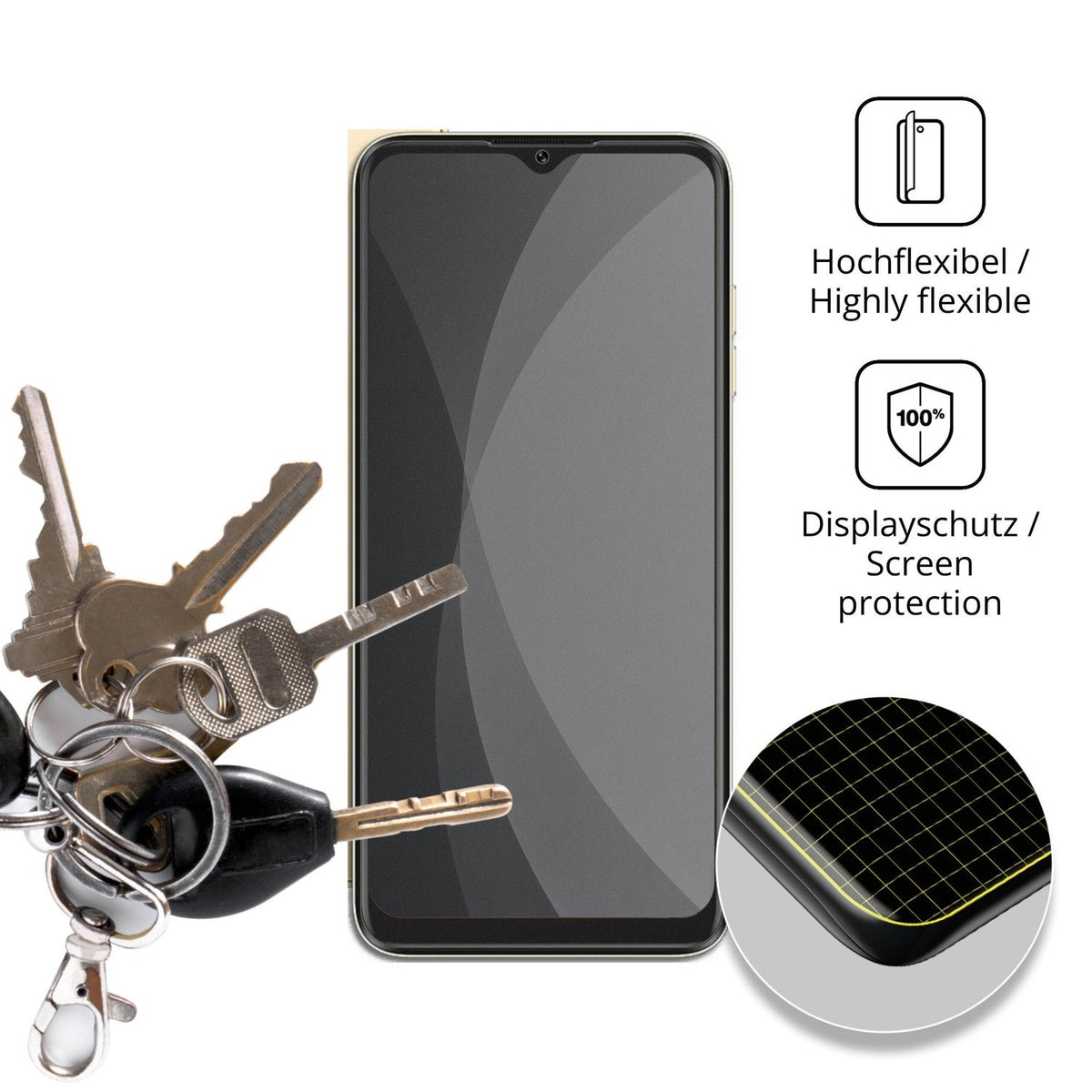 dipos Displayschutz für Lagenio A10 Pro, mit Blickschutzfilter und perfekter Passform auch für die Rundungen