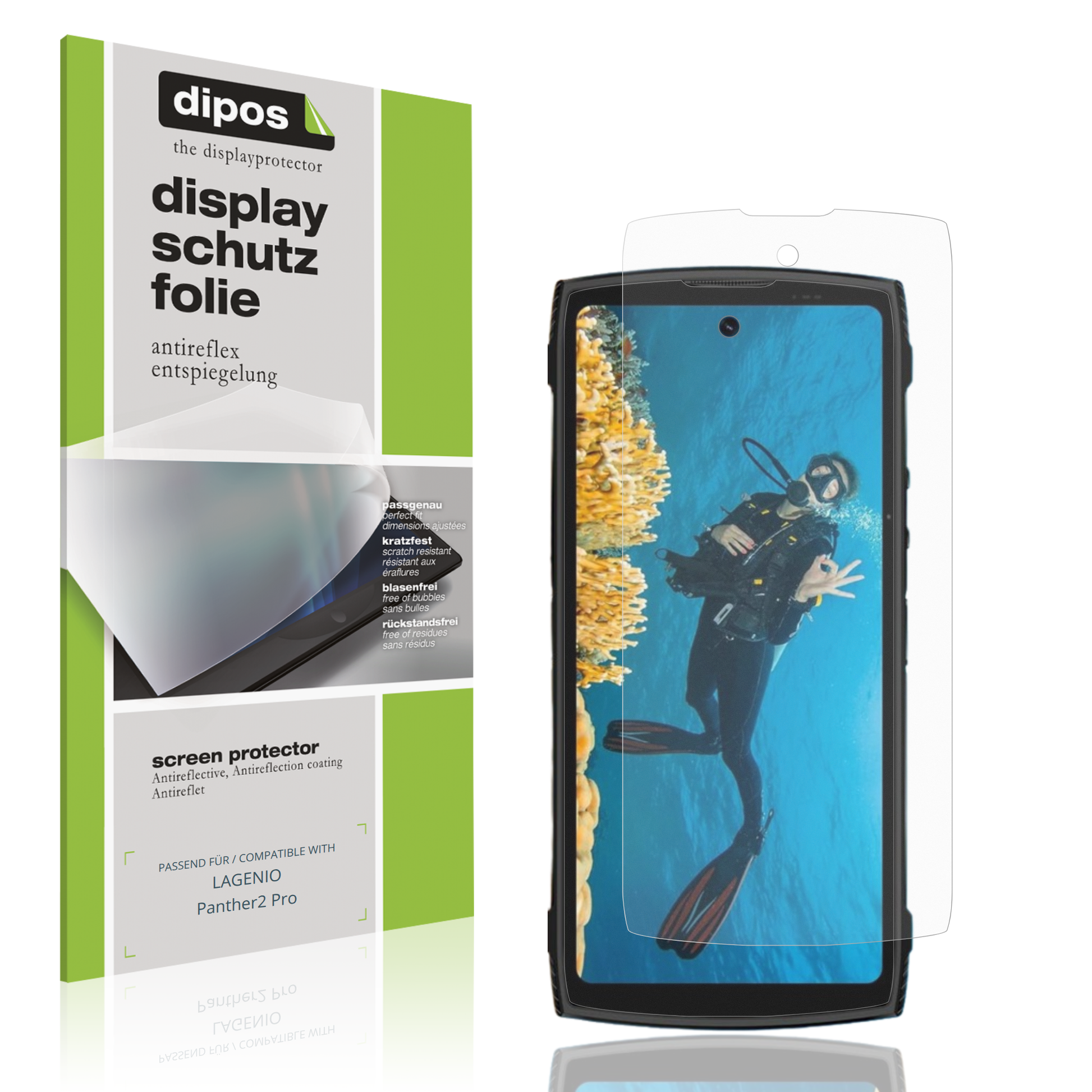 Matte Displayschutzfolie von dipos passend für LAGENIO Panther2 Pro, präziser Zuschnitt und blasenfrei montiert
