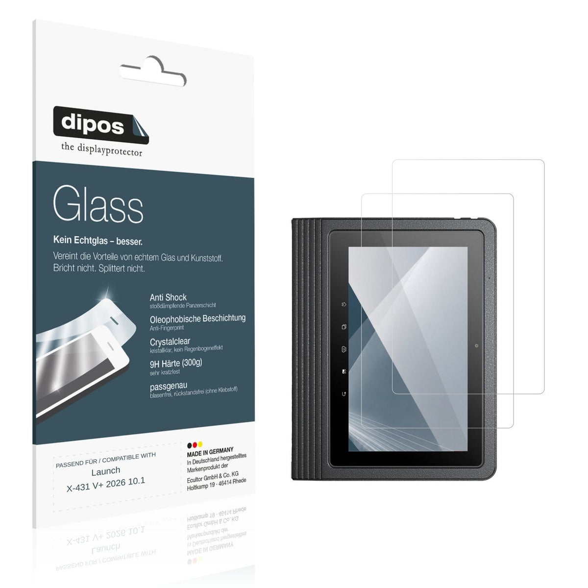 2x Screen Protector for Launch X-431 V+ 2026 10.1 Flexible Glass 9H dipos