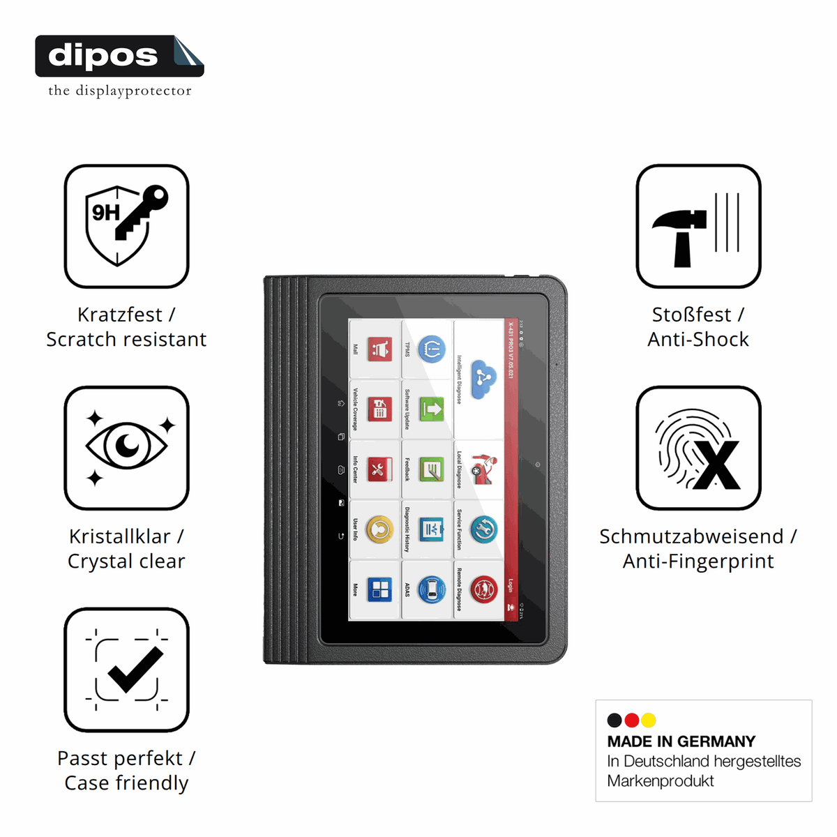 2x Screen Protector for Launch X-431 V+ 2026 10.1 Flexible Glass 9H dipos