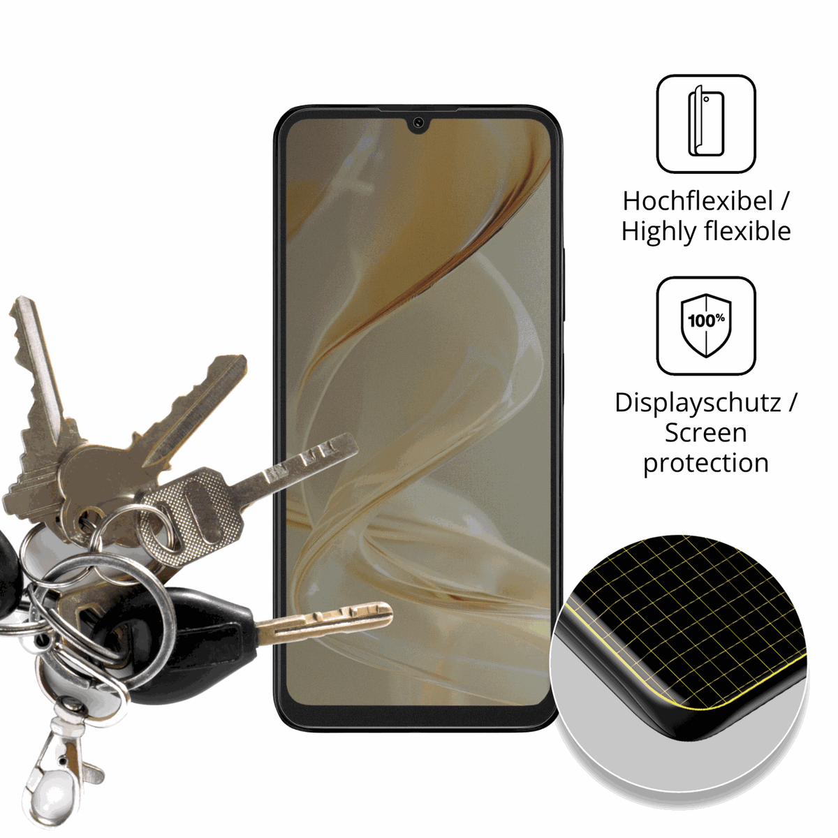 dipos Displayschutz für Lava Bold N2, mit Blickschutzfilter und perfekter Passform auch für die Rundungen
