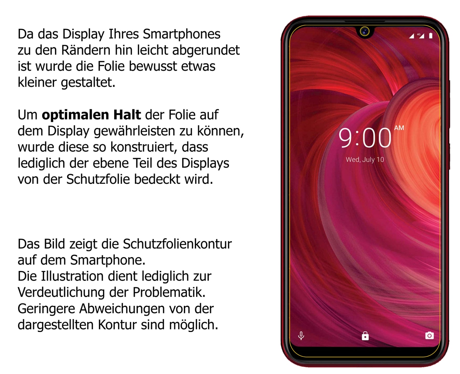 Schutzfolie mit optimaler Passform, zur Verwendung mit Hüllen geeignet