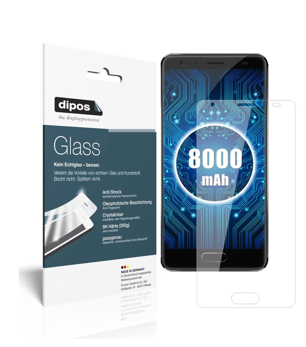 1x 9H Screen Protector for Oukitel K8000