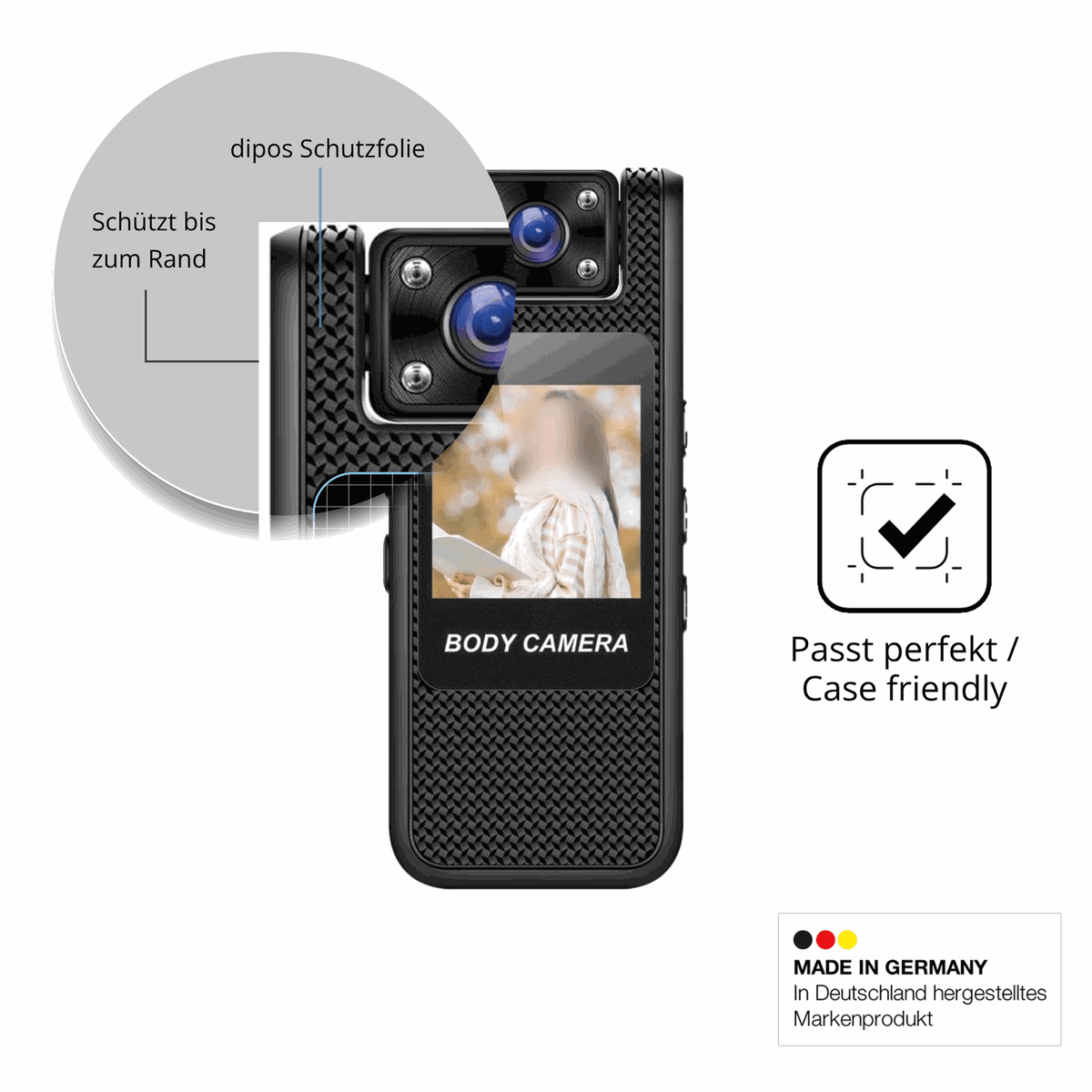 2x Screen Protector for Lecreatekit 4K Action-Cam matte Flexible Glass 9H dipos
