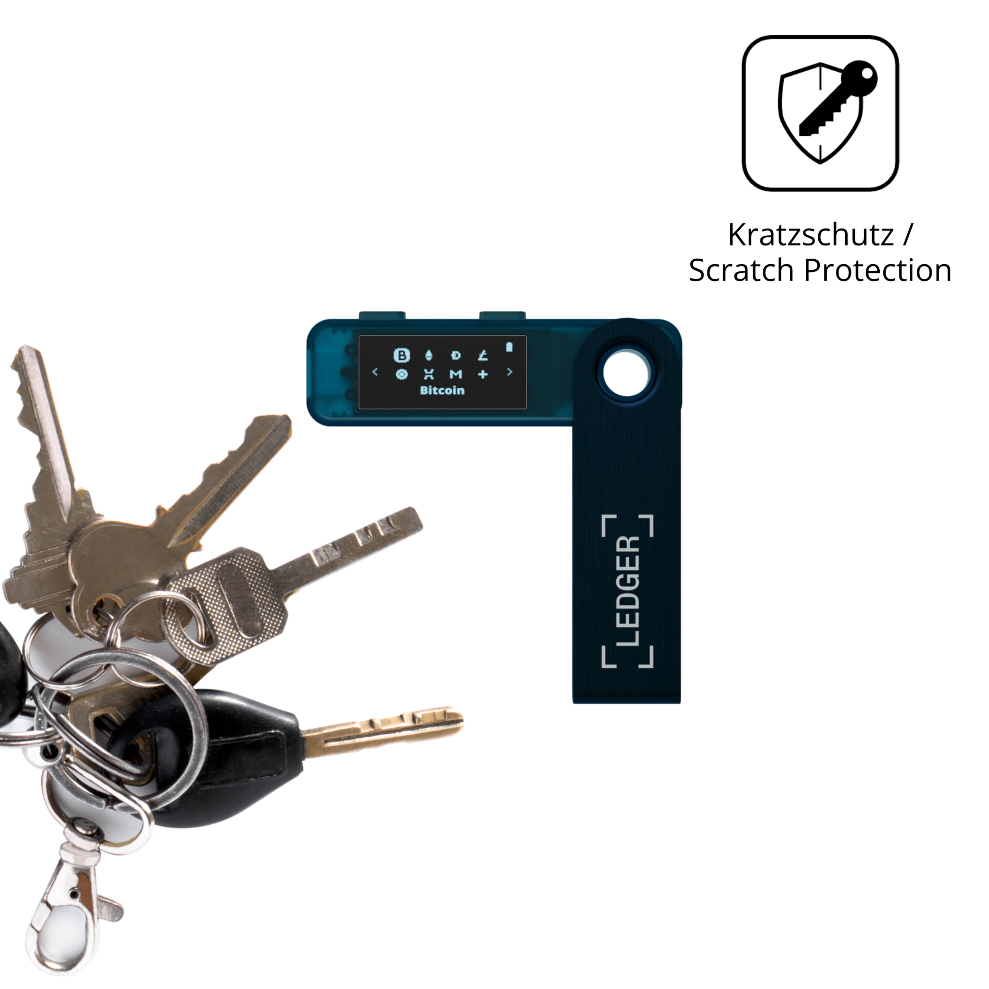 Schutz gegen Kratzer auf dem Ledger Nano S Plus Glas durch Schlüssel oder Ähnliches