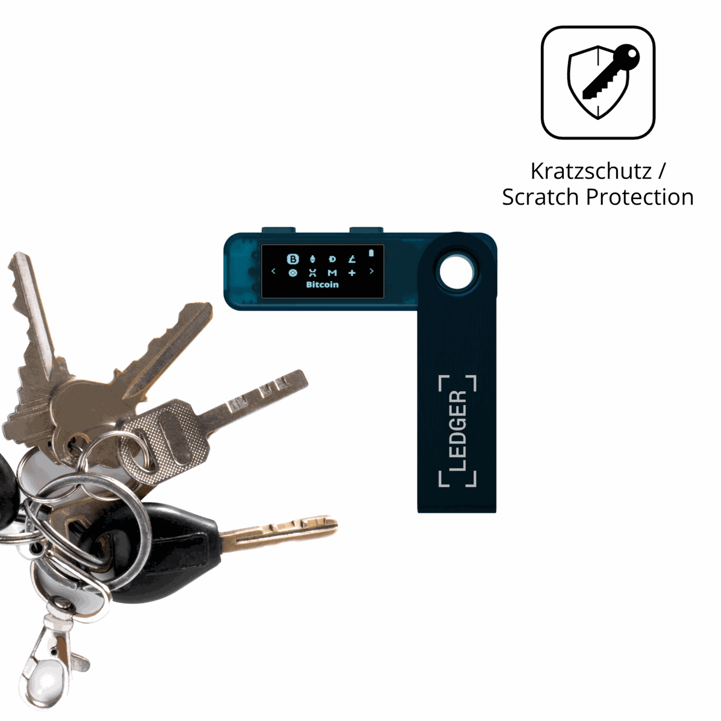 Schutz gegen Kratzer auf dem Ledger Nano S Plus Glas durch Schlüssel oder Ähnliches