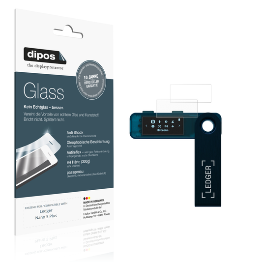 Matte Displayschutzfolie von dipos passend für Ledger Nano S Plus, 9H kratzfest und blasenfrei montiert