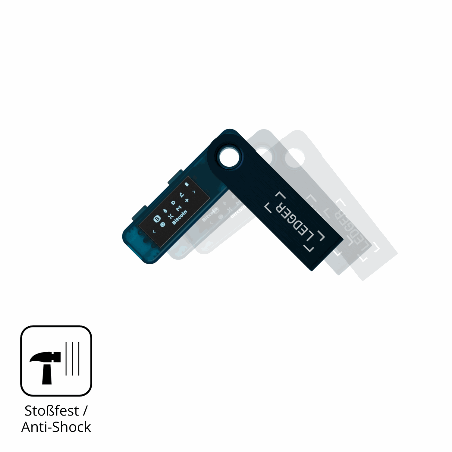 Schutz gegen Kratzer auf dem Ledger Nano S Plus Glas durch Schlüssel, Stöße gegen die Tischkante oder Stürze