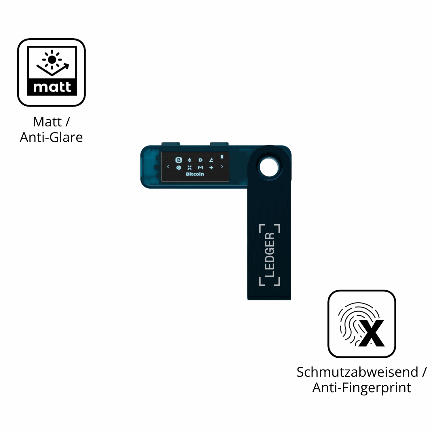 9H Hartbeschichtete, flexible Folie passend zugeschnitten für Ledger Nano S Plus