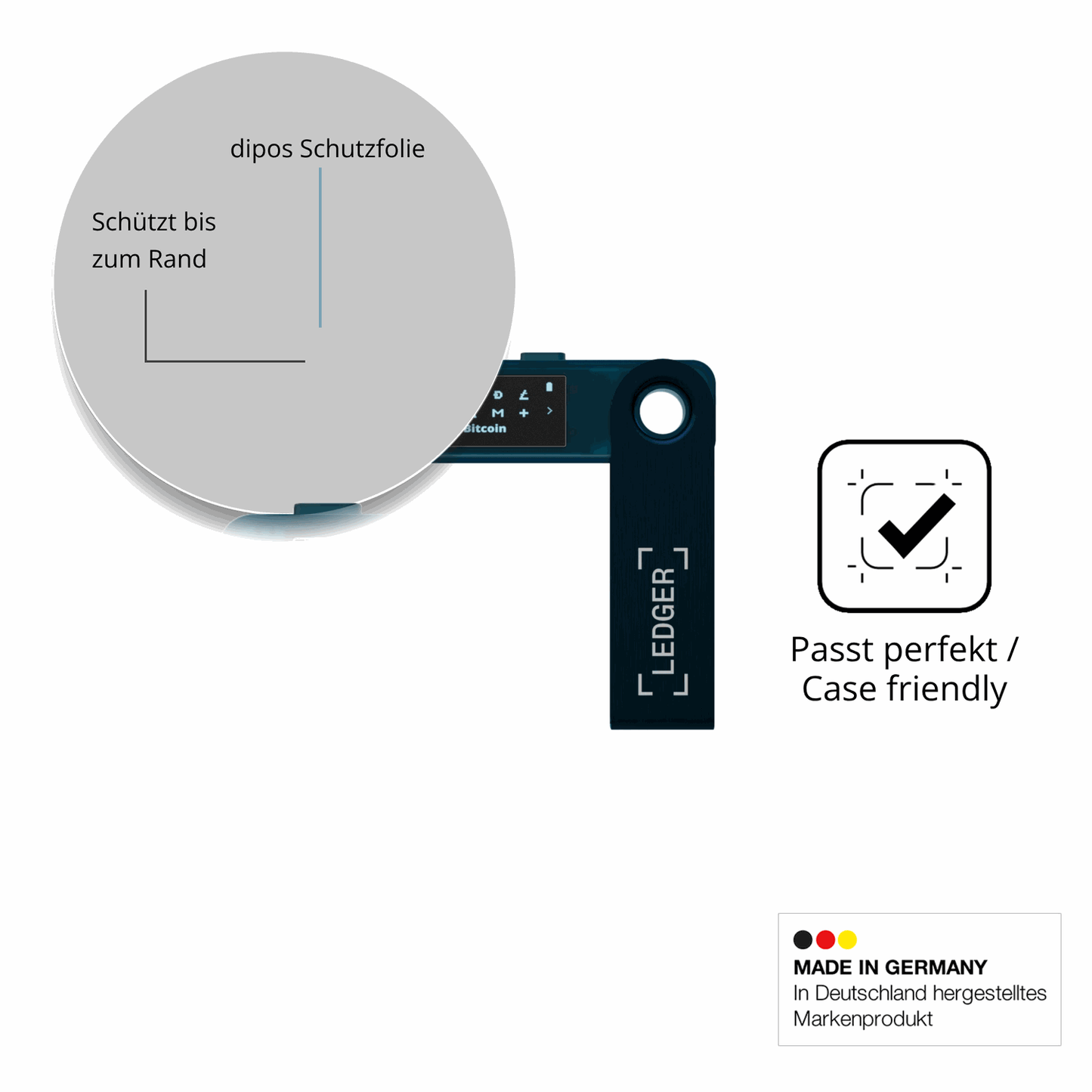 Schutzglasfolie mit optimaler Passform, zur Verwendung mit Hüllen geeignet