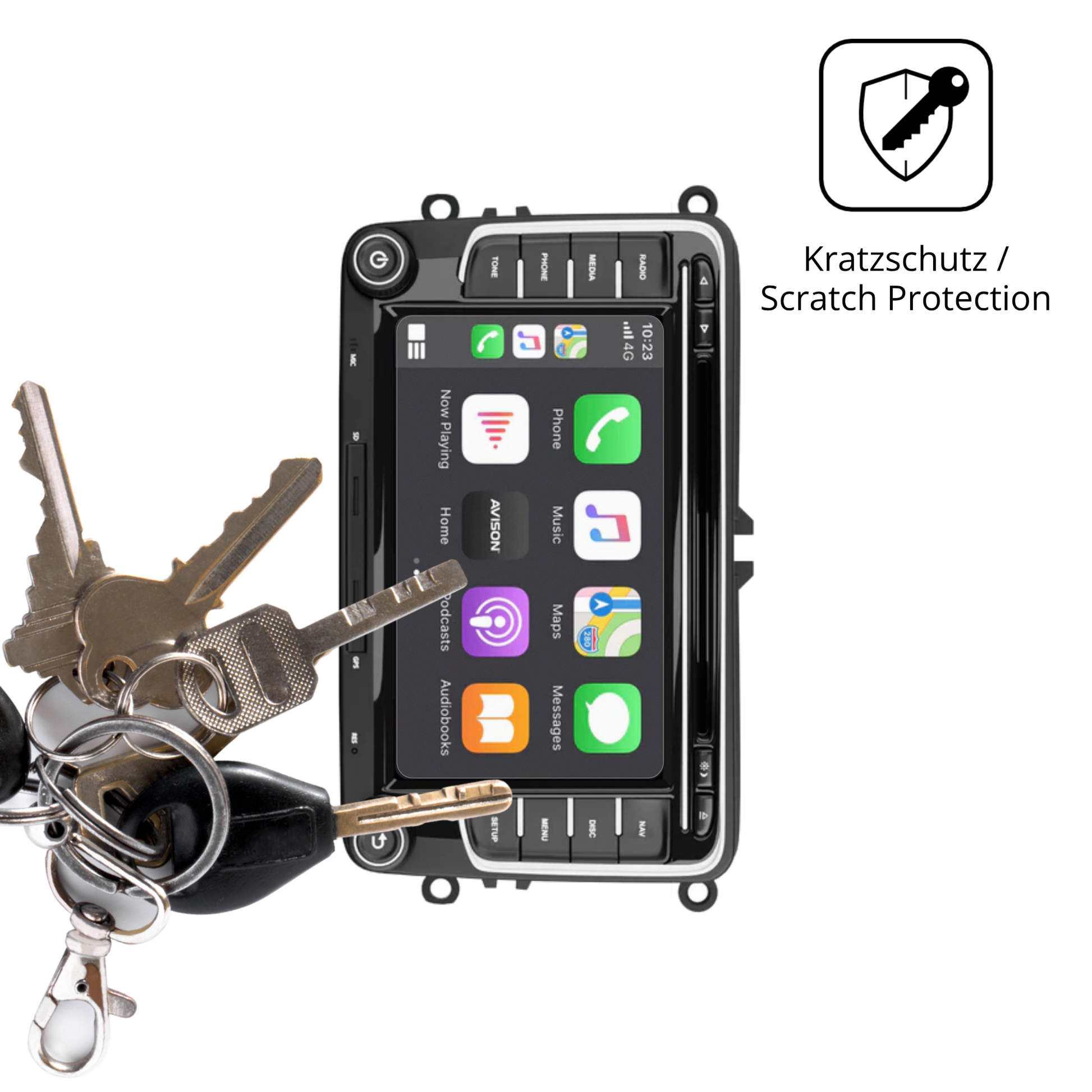 Schutz gegen Kratzer auf dem Ledio XTVW72C Radio Glas durch Schlüssel oder Ähnliches