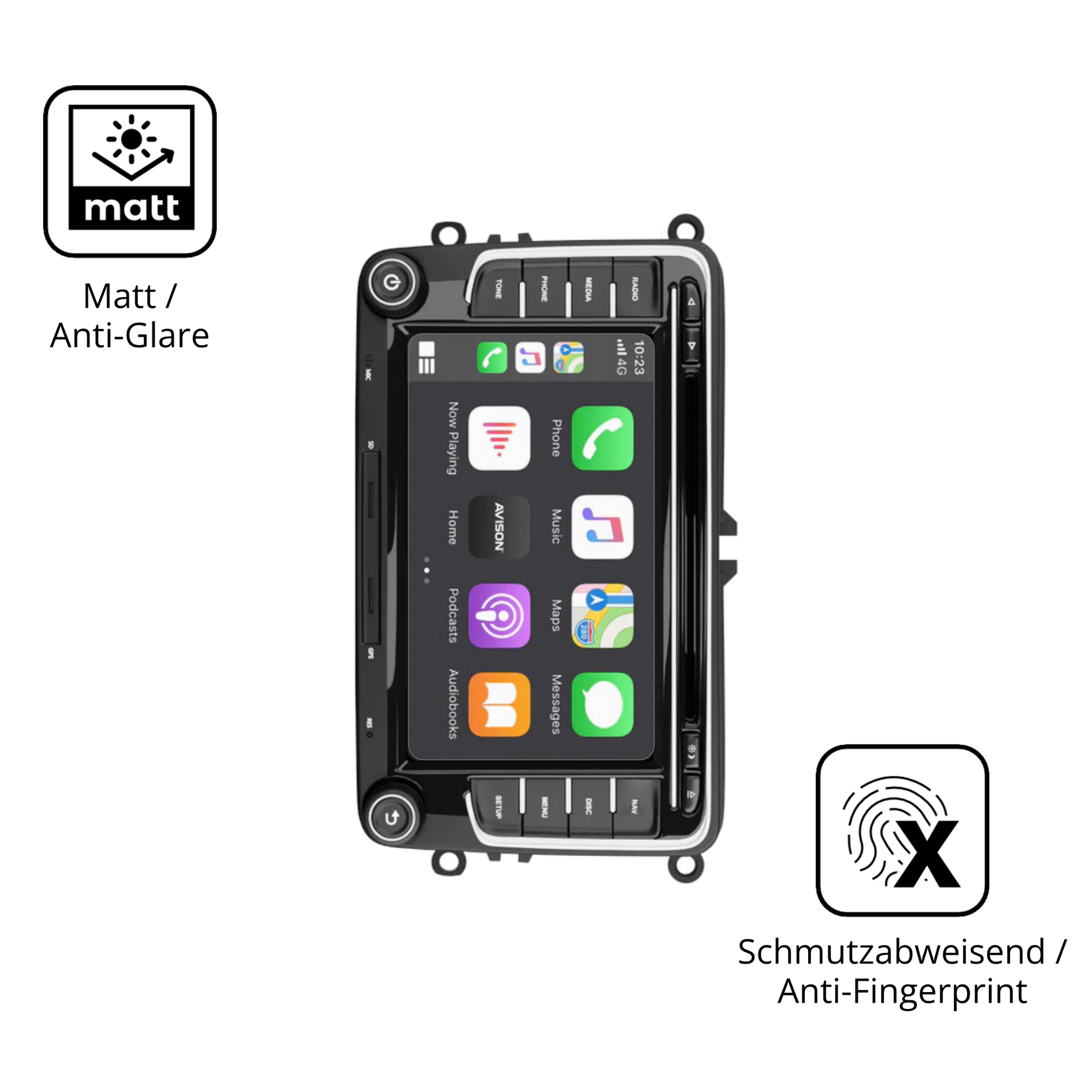 Dünne und entspiegelnde Folie passend zugeschnitten für Ledio XTVW72C Radio