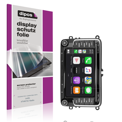 Klare Displayschutzfolie von dipos passend für Ledio XTVW72C Radio, präziser Zuschnitt und blasenfrei montiert