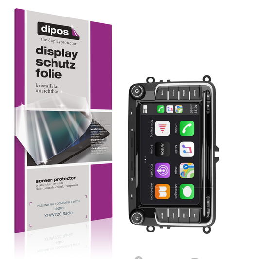 Klare Displayschutzfolie von dipos passend für Ledio XTVW72C Radio, präziser Zuschnitt und blasenfrei montiert