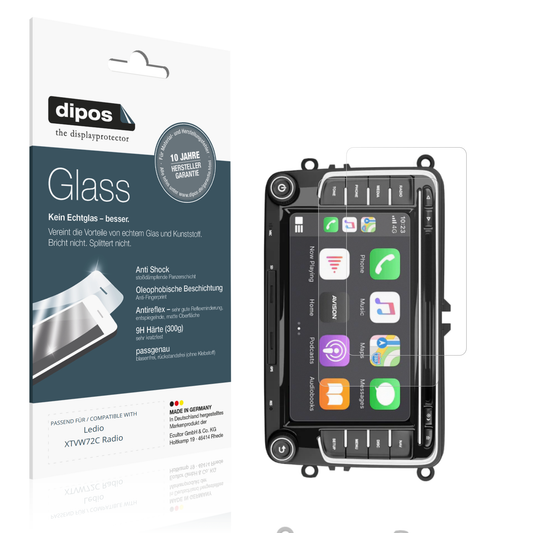 Matte Displayschutzfolie von dipos passend für Ledio XTVW72C Radio, 9H kratzfest und blasenfrei montiert