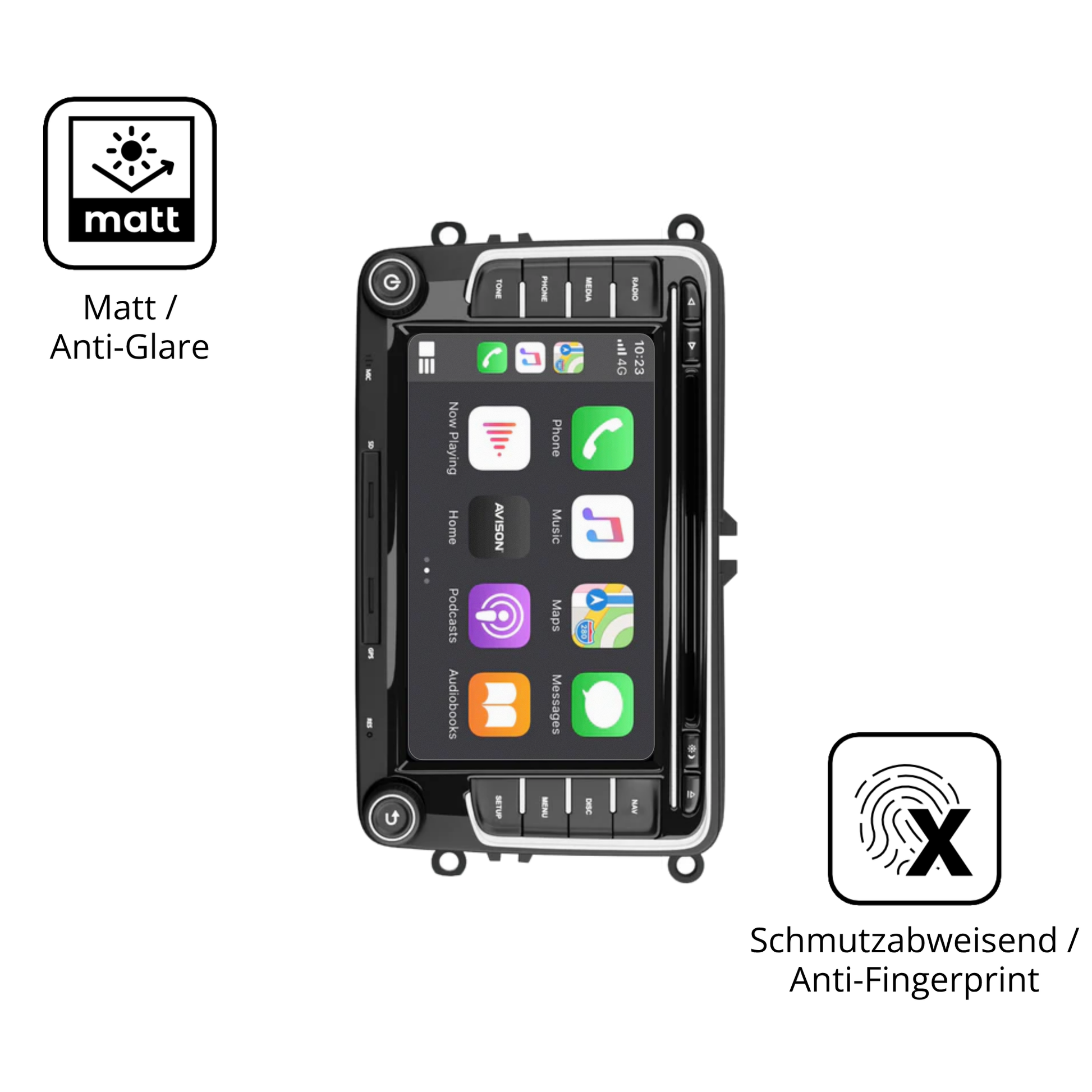 9H Hartbeschichtete, flexible Folie passend zugeschnitten für Ledio XTVW72C Radio