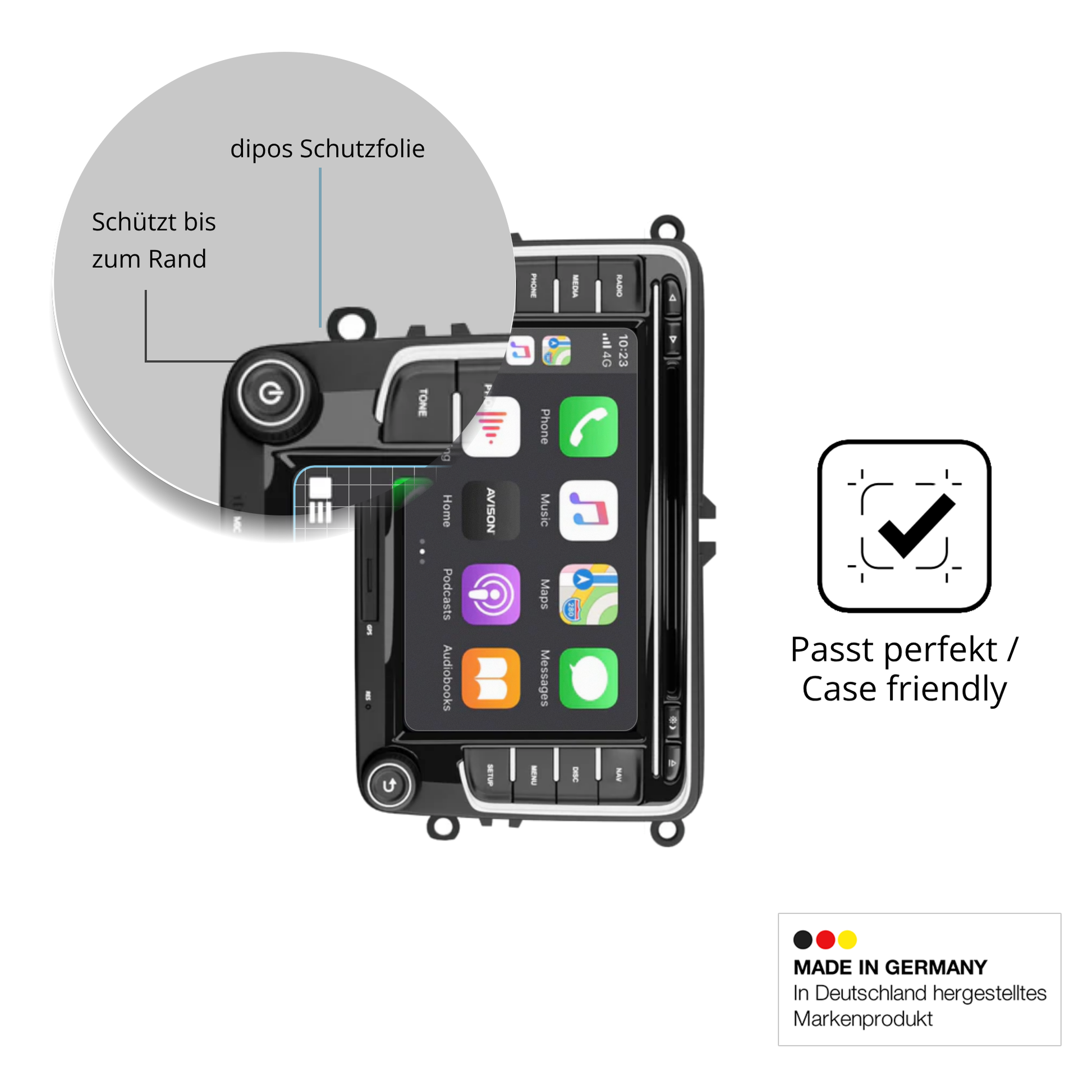 Schutzglasfolie mit optimaler Passform, zur Verwendung mit Hüllen geeignet