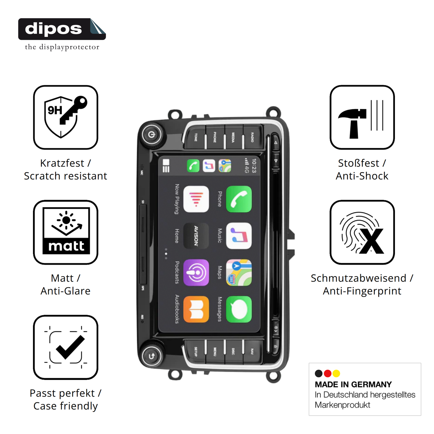 Displayschutz hergestellt in Deutschland, höchste Qualität made in Germany