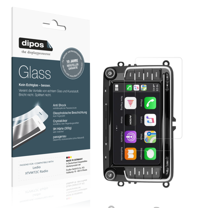 Klare Displayschutzfolie von dipos passend für Ledio XTVW72C Radio, 9H kratzfest und blasenfrei montiert