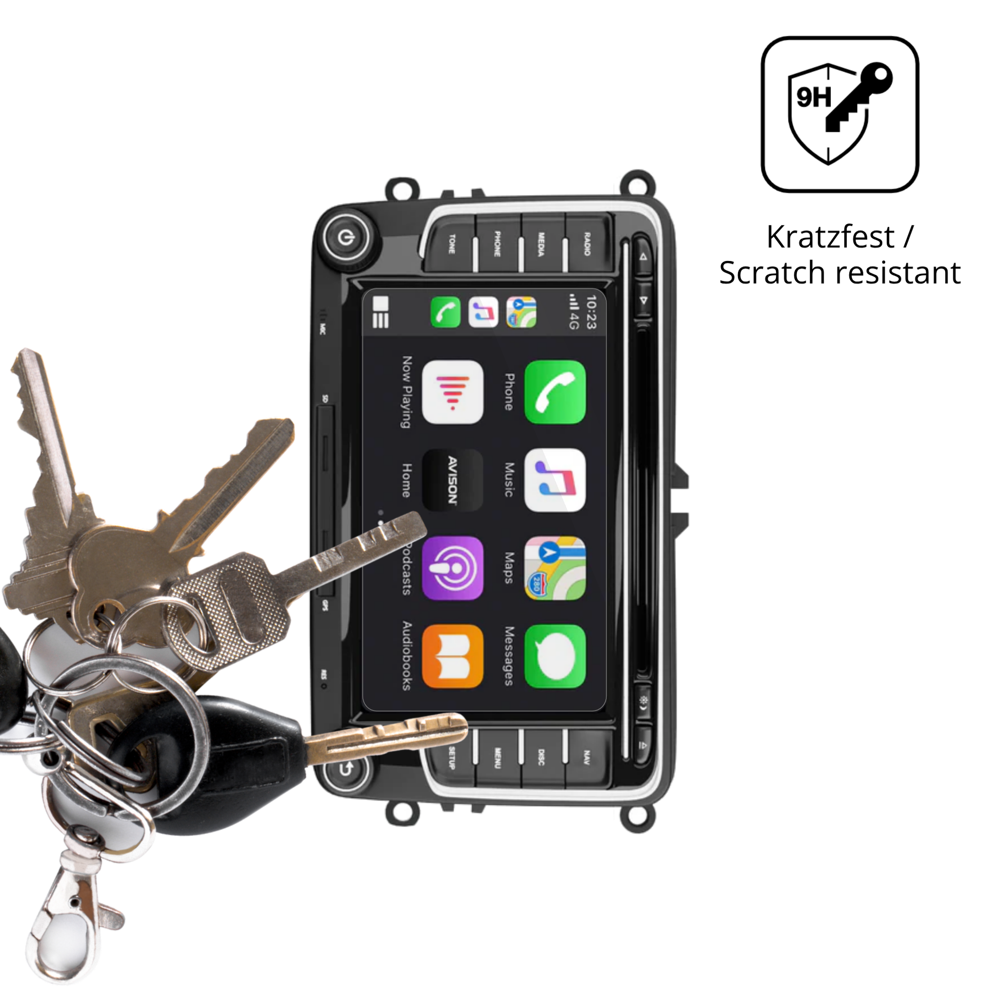 dipos Displayschutz für Ledio XTVW72C Radio, transparente Oberfläche, perfekte Passform auch für die Rundungen