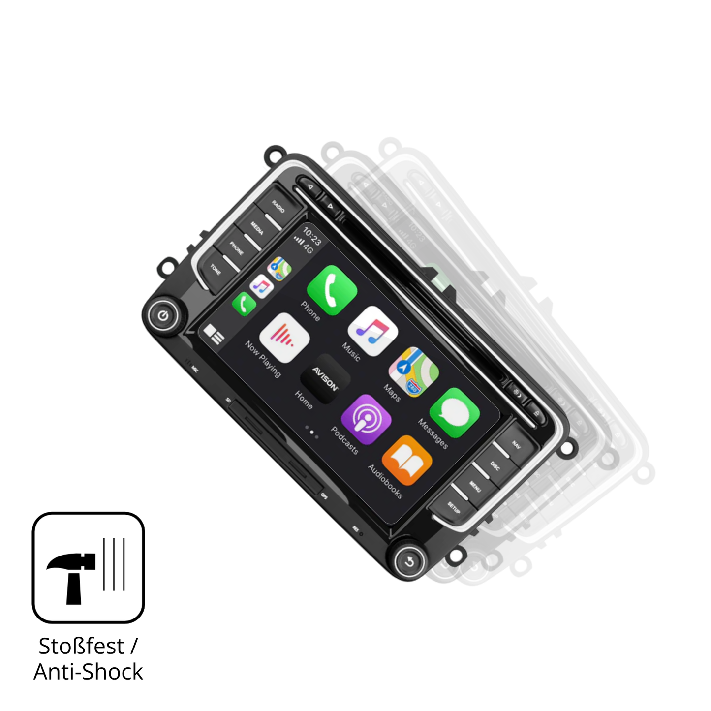 Schutz gegen Kratzer auf dem Ledio XTVW72C Radio Glas durch Schlüssel, Stöße gegen die Tischkante oder Stürze