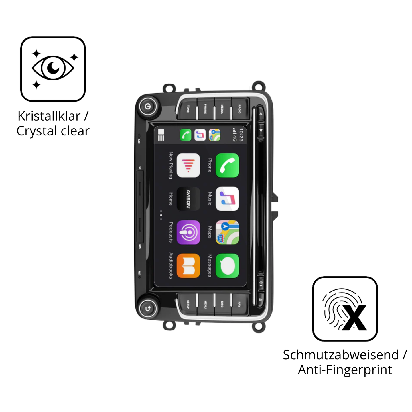 Flexible TPU-Folie passend zugeschnitten für Ledio XTVW72C Radio, vollständige Abdeckung