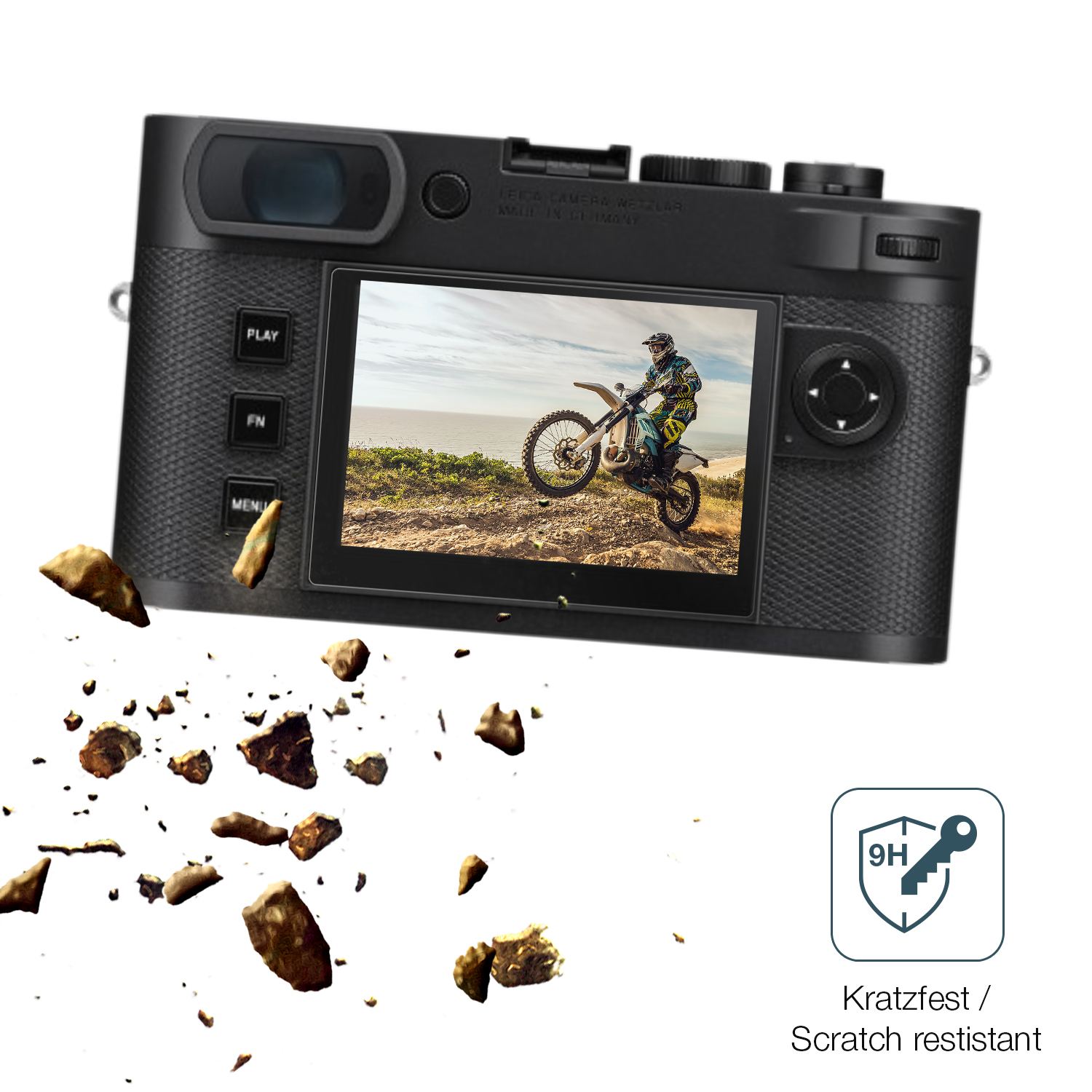 dipos Displayschutz für Leica M EV1, mattierte Oberfläche, robuste Festigkeit und perfekte Passform