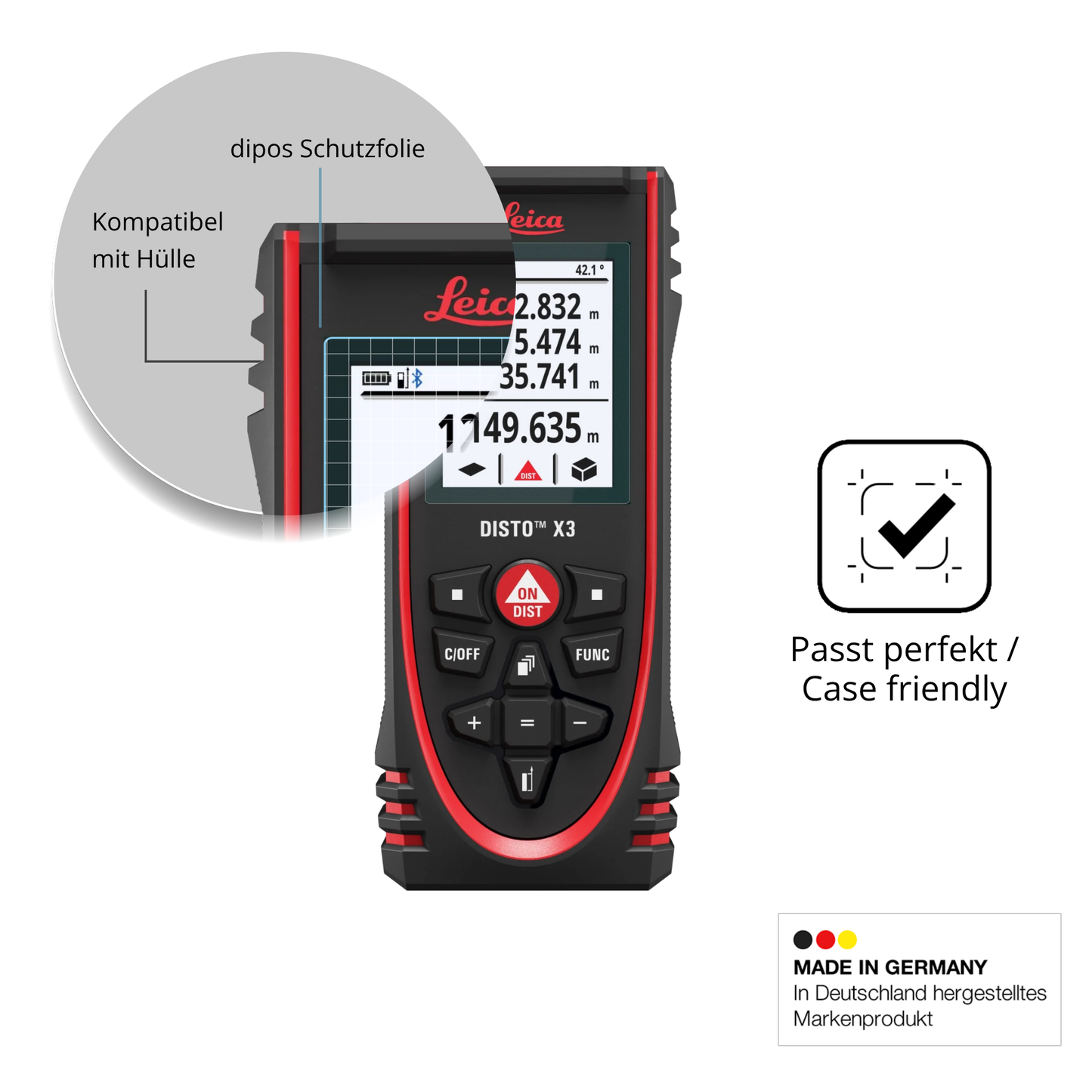 Schutzfolie mit optimaler Passform, zur Verwendung mit Hüllen geeignet