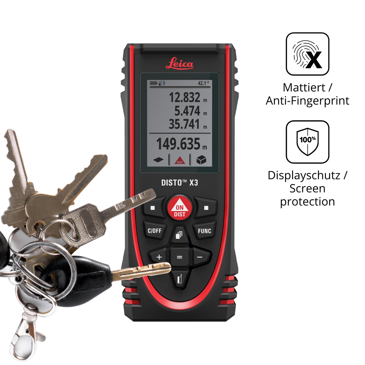 dipos Displayschutz für Leica Disto X3, mattierte Oberfläche, Blickschutzfilter und perfekter Passform