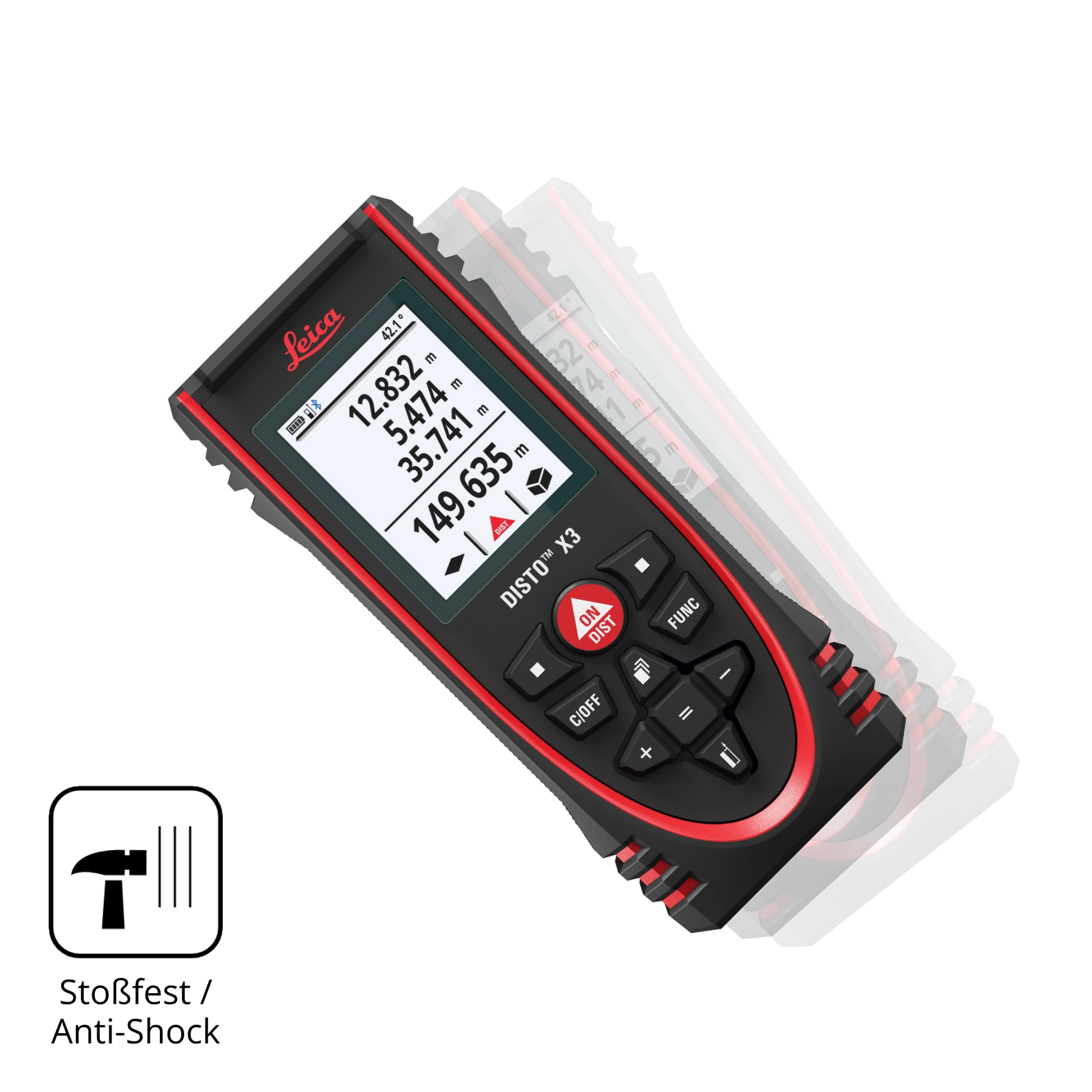 Schutz gegen Kratzer auf dem Leica Disto X3 Glas durch Schlüssel, Stöße gegen die Tischkante oder Stürze