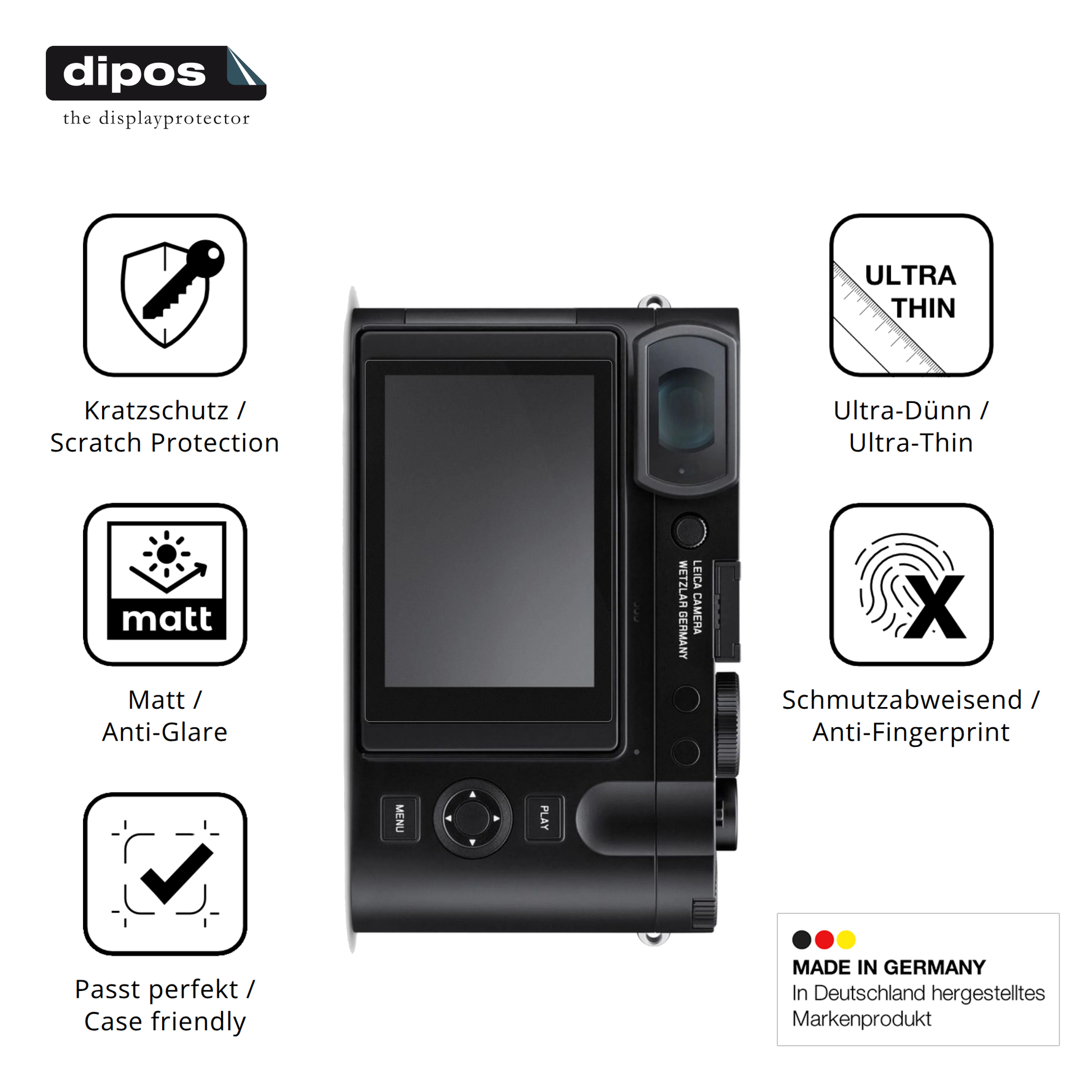Displayschutz hergestellt in Deutschland, höchste Qualität made in Germany