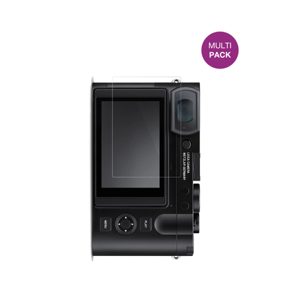 LeicaQ3 Monochrom mit aufgebrachter dipos Displayschutzfolie, glasklare Darstellung ohne Einschränkungen