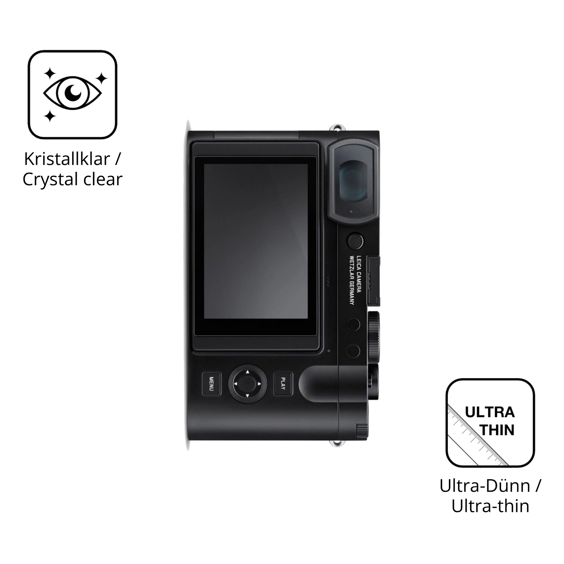 Dünne und klare Folie passend zugeschnitten für Leica Q3 Monochrom
