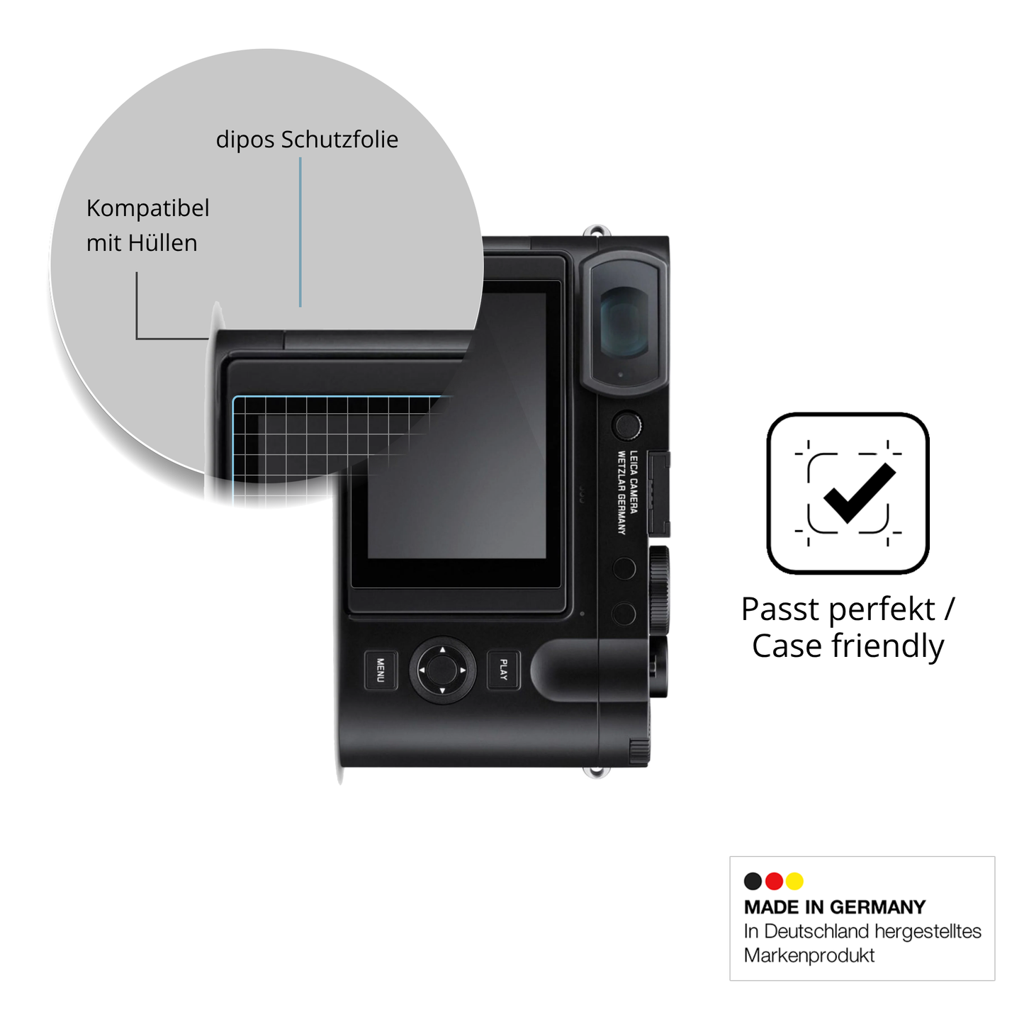 Schutzfolie mit optimaler Passform, zur Verwendung mit Hüllen geeignet