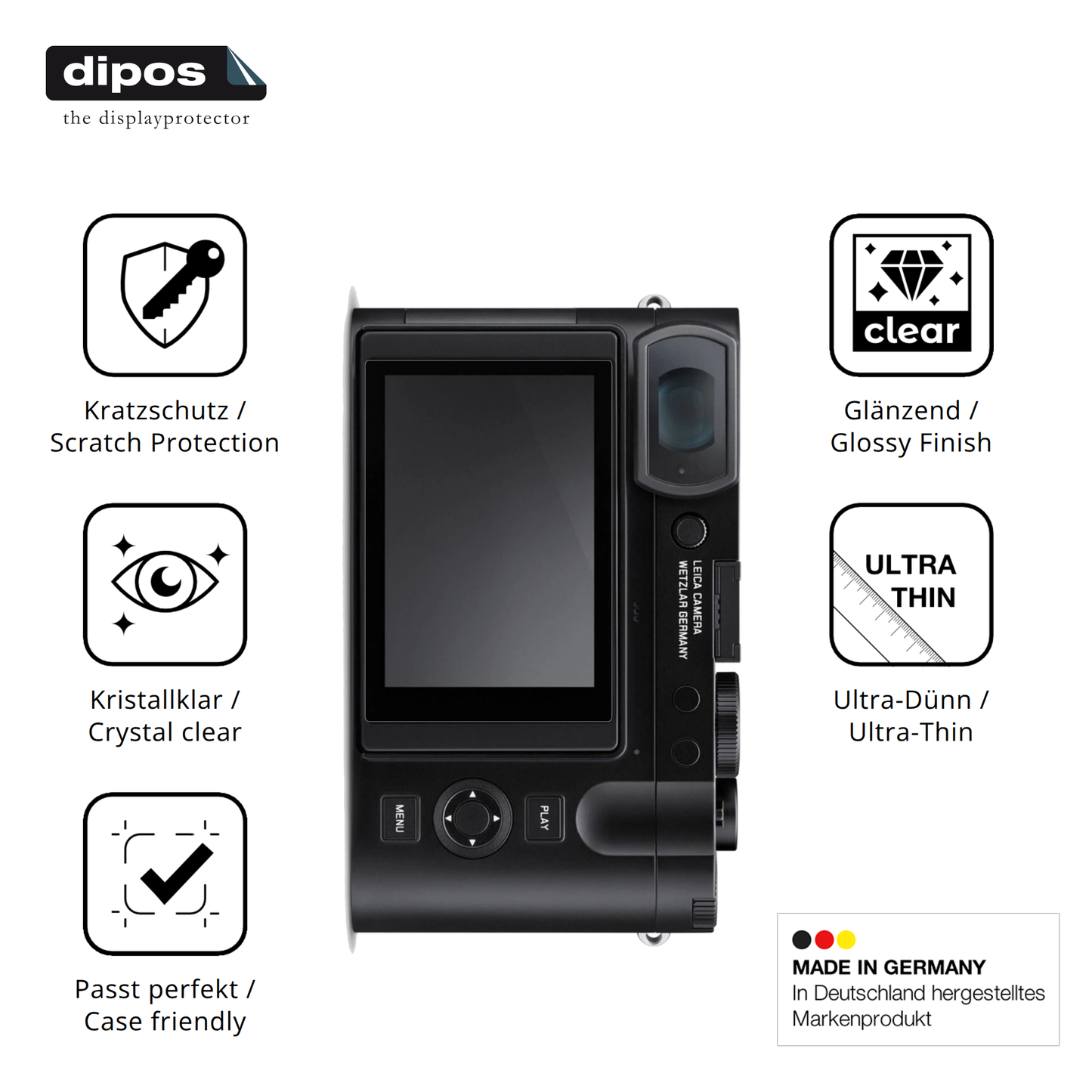 Displayschutz hergestellt in Deutschland, höchste Qualität made in Germany