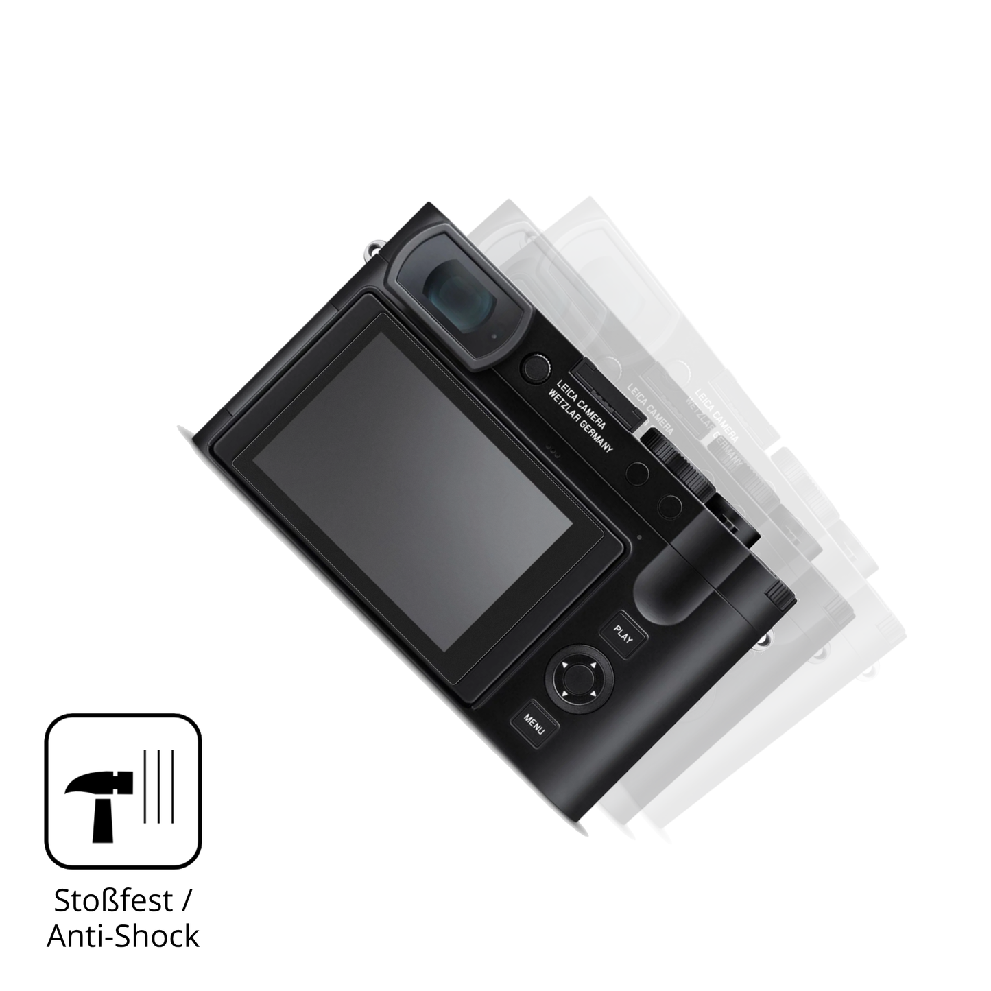 Schutz gegen Kratzer auf dem Leica Q3 Monochrom Glas durch Schlüssel, Stöße gegen die Tischkante oder Stürze