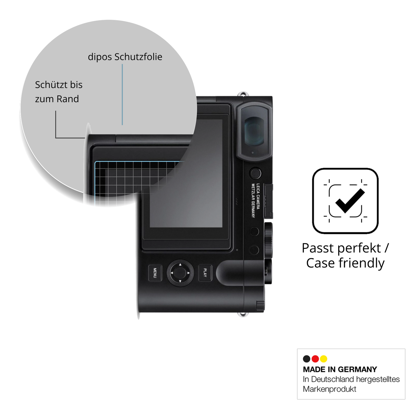 Schutzglasfolie mit optimaler Passform, zur Verwendung mit Hüllen geeignet