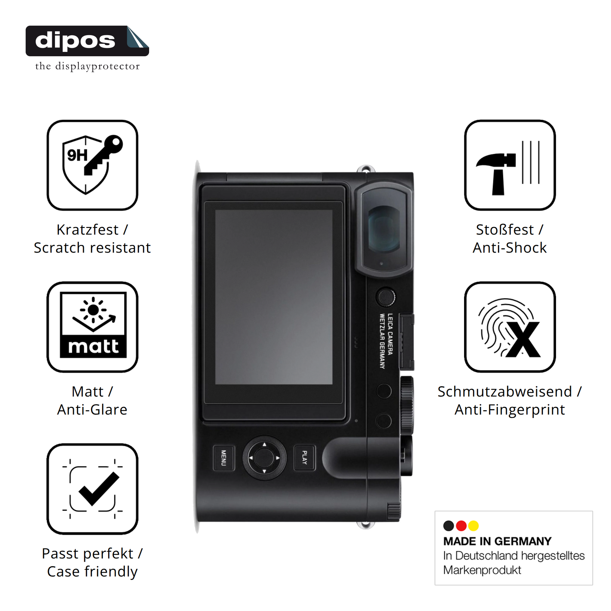 Displayschutz hergestellt in Deutschland, höchste Qualität made in Germany