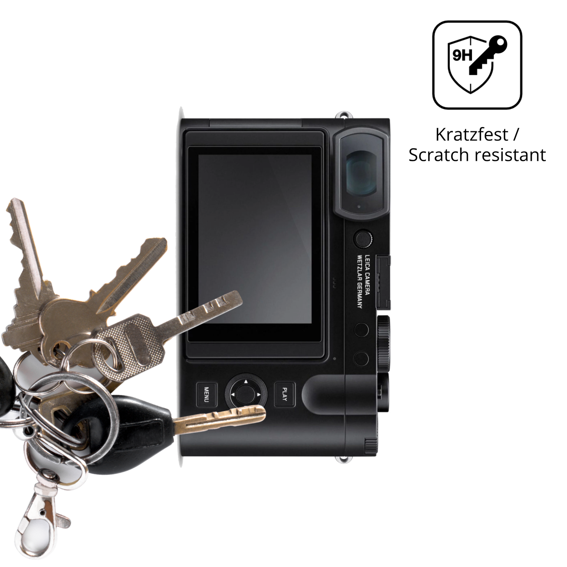 dipos Displayschutz für Leica Q3 Monochrom, transparente Oberfläche, perfekte Passform auch für die Rundungen