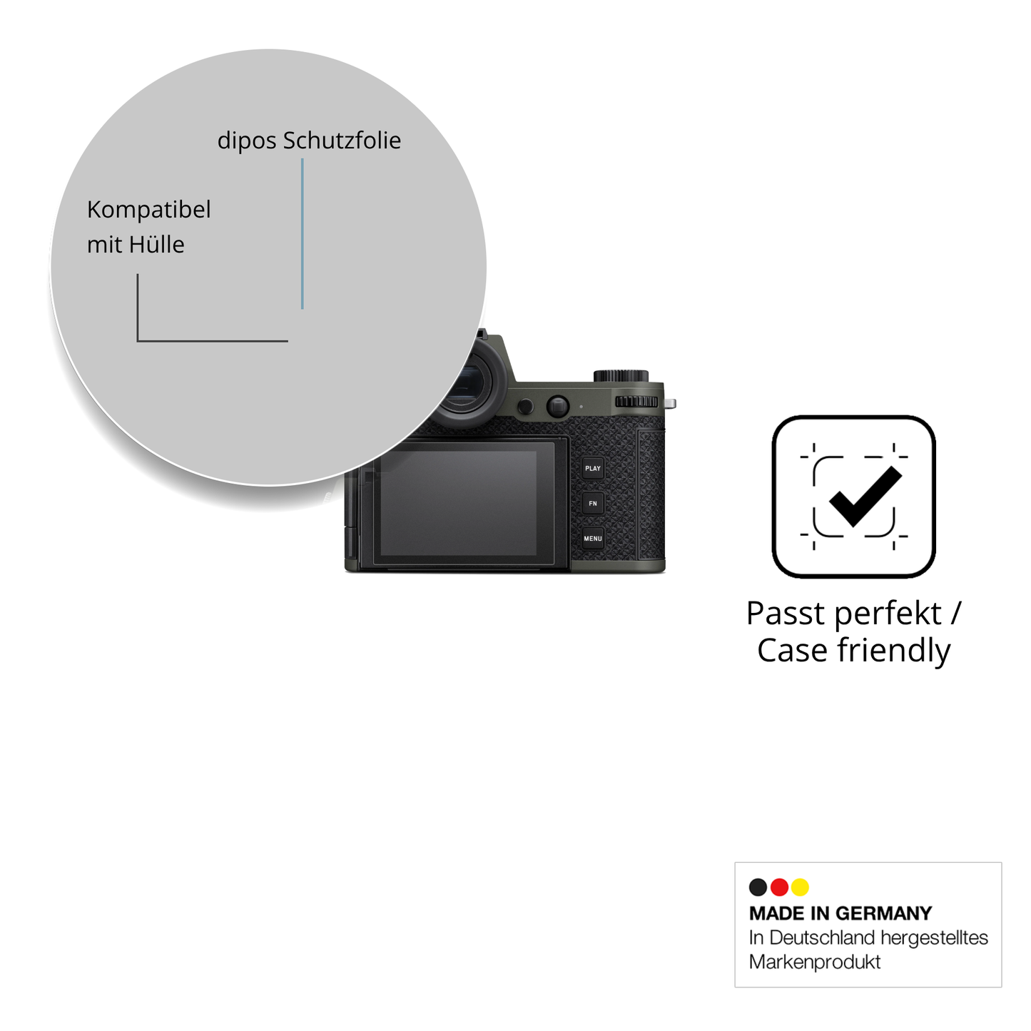 Schutzfolie mit optimaler Passform, zur Verwendung mit Hüllen geeignet