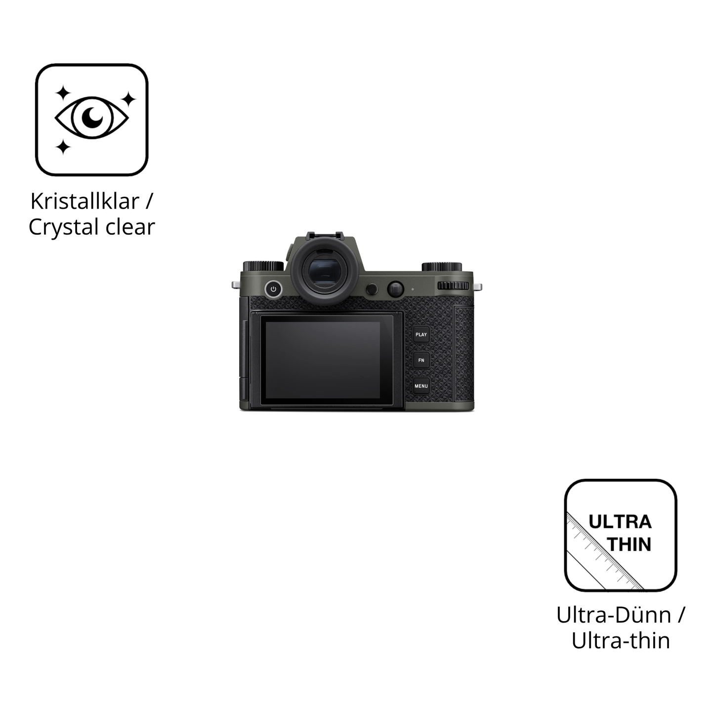 Dünne und klare Folie passend zugeschnitten für Leica SL3 Reporter