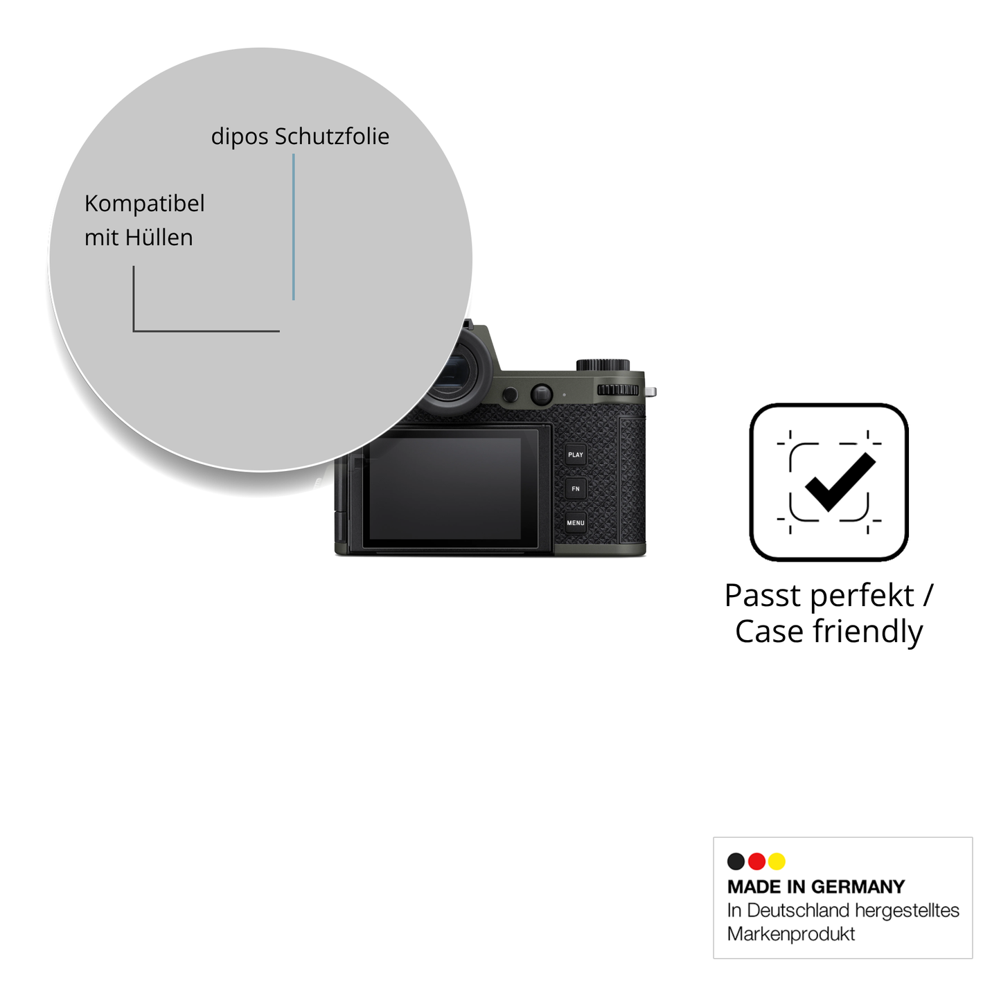 Schutzfolie mit optimaler Passform, zur Verwendung mit Hüllen geeignet