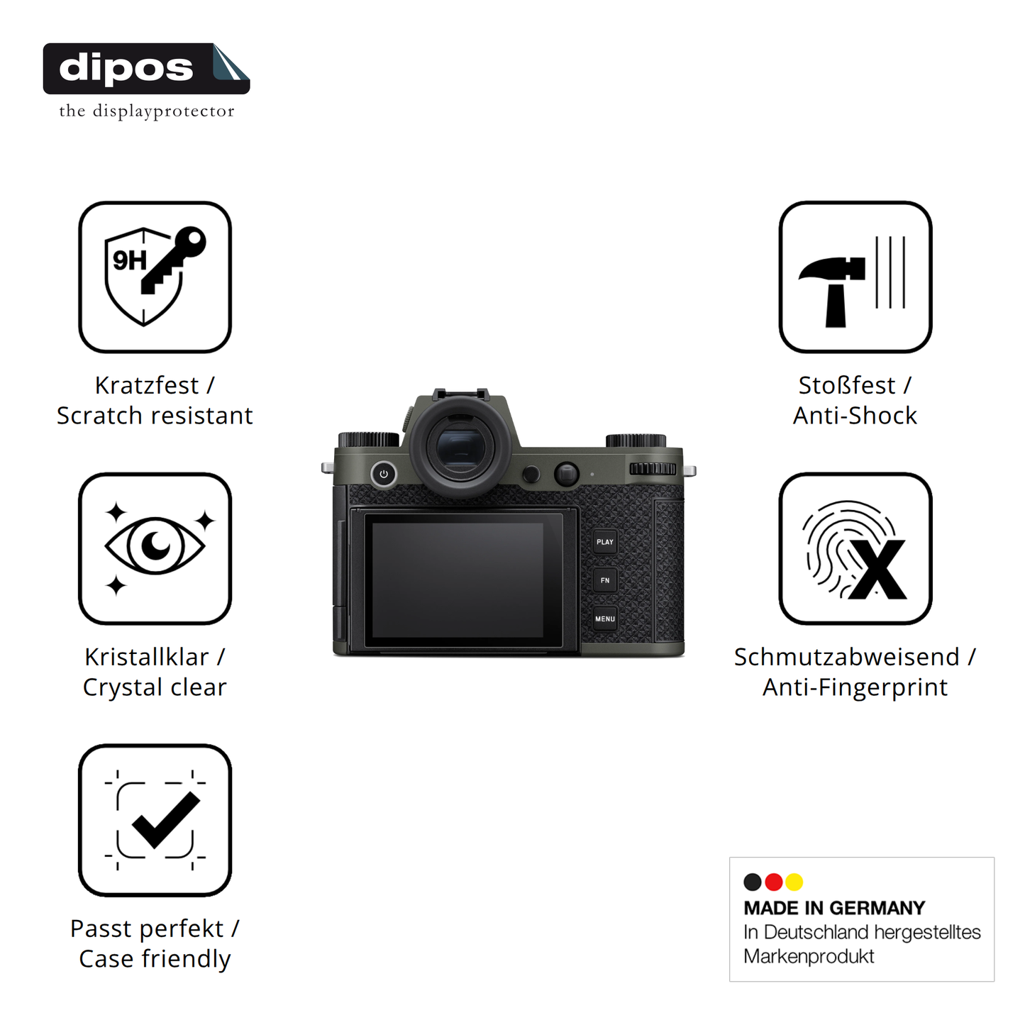 Displayschutz hergestellt in Deutschland, höchste Qualität made in Germany