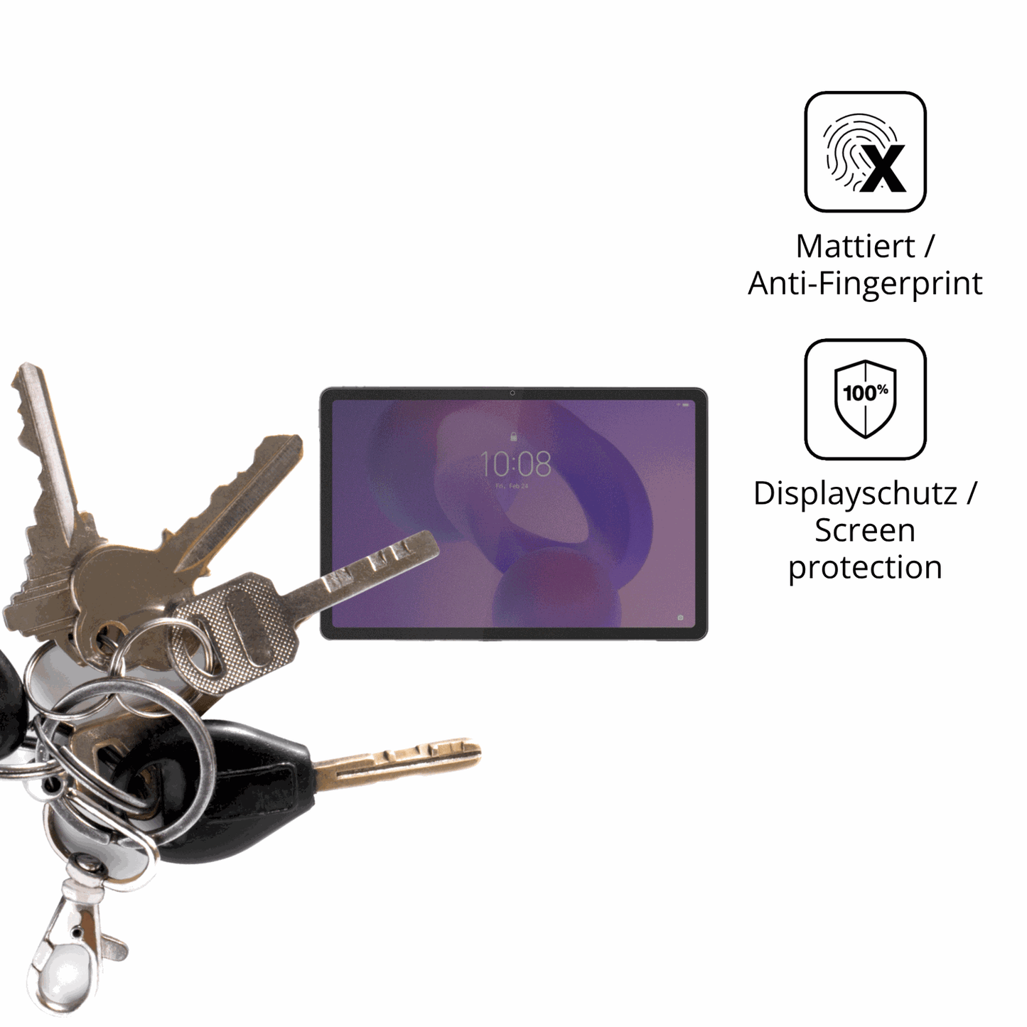 dipos Displayschutz für Lenovo Tab K11 2. Gen TB336ZU, mattierte Oberfläche, Blickschutzfilter und perfekter Passform